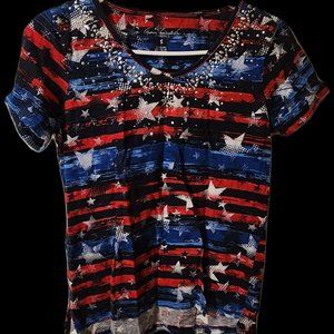 Gloria Vanderbilt Womens T-shirt Size Small American Flag